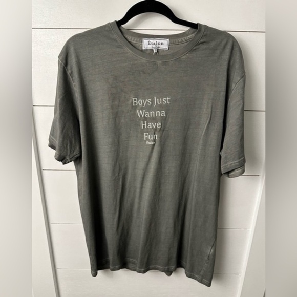 Etalon men’s olive “boys just wanna have fun” tee. NWT LARGE - Picture 1 of 7